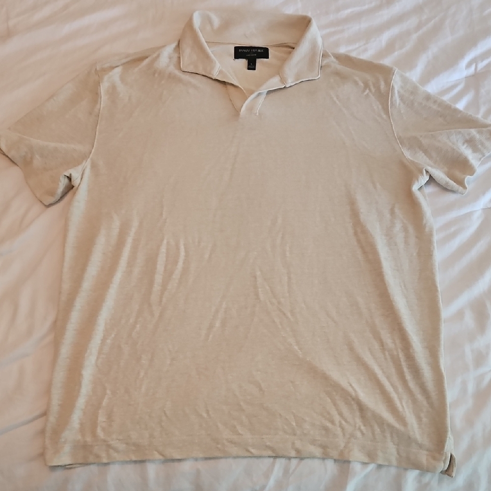 Banana Republic Cream Polo Shirt Classic Knit Short Sleeve